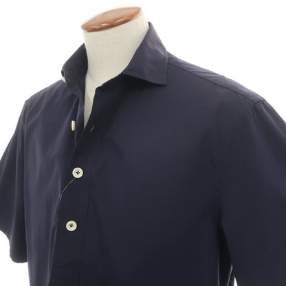 【中古】ラルディーニ LARDINI コットン ワイドカラー プルオーバー 半袖シャツ ネイビー【サイズM】【 状態ランクB 】【 メンズ 】
