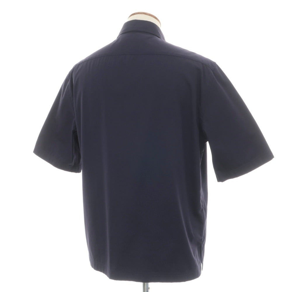 【中古】ラルディーニ LARDINI コットン ワイドカラー プルオーバー 半袖シャツ ネイビー【サイズM】【 状態ランクB 】【 メンズ 】