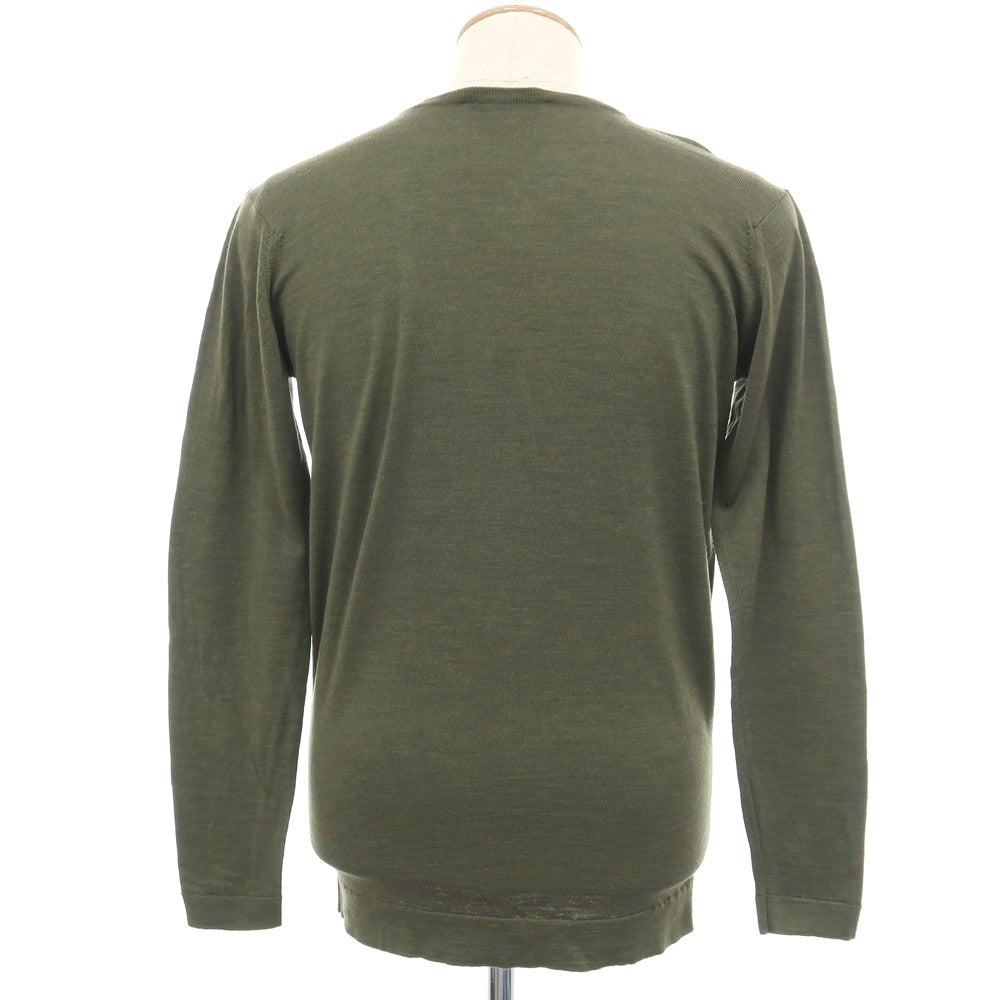 【中古】ジョンスメドレー JOHN SMEDLEY ハイゲージ ウール Vネック プルオーバーニット オリーブグリーン【サイズS】【 状態ランクB 】【 メンズ 】