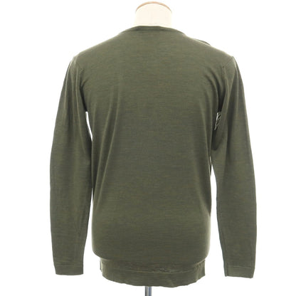 【中古】ジョンスメドレー JOHN SMEDLEY ハイゲージ ウール Vネック プルオーバーニット オリーブグリーン【サイズS】【 状態ランクB 】【 メンズ 】