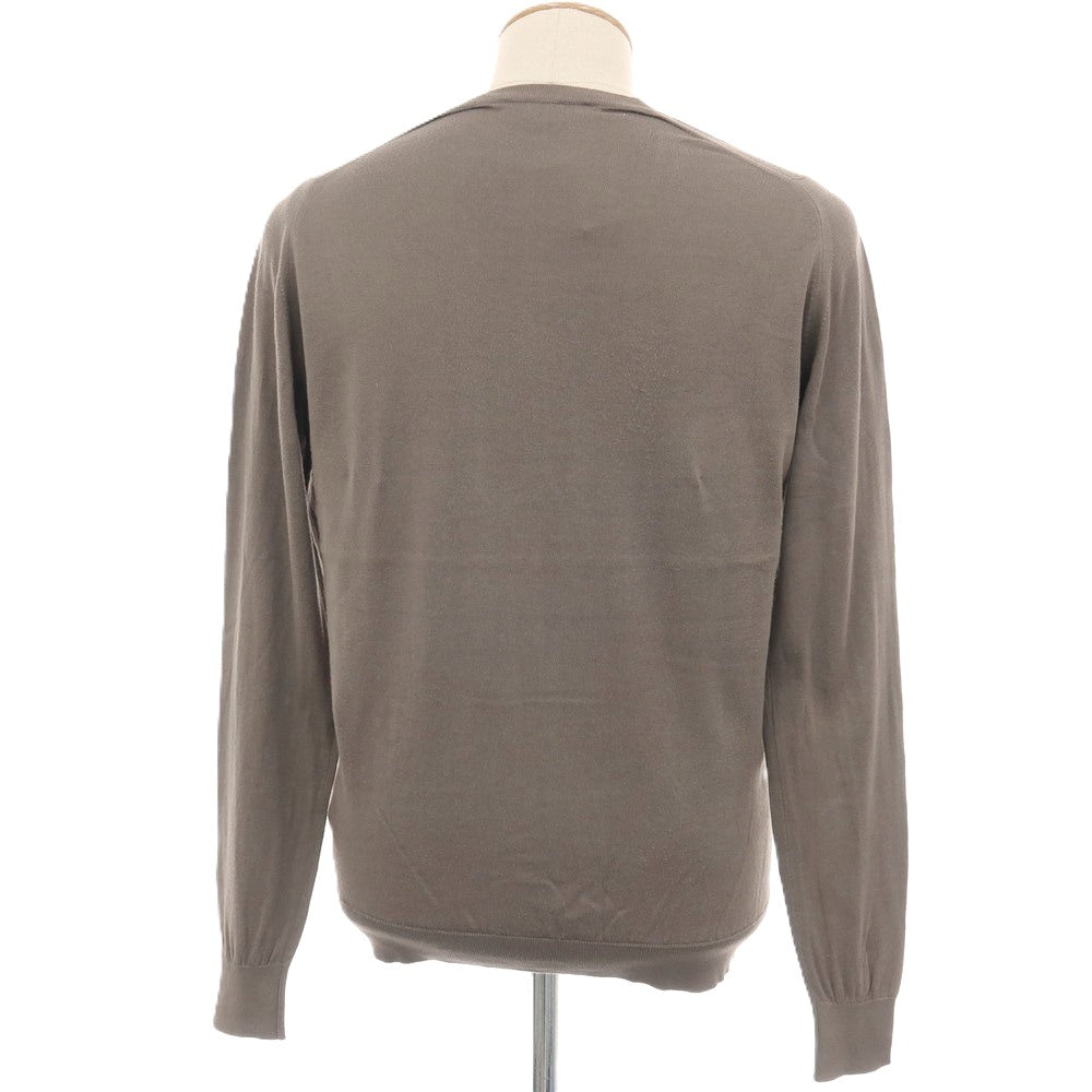 【中古】ジョンスメドレー JOHN SMEDLEY ハイゲージ シーアイランドコットン クルーネック プルオーバーニット トープグレー系【サイズS】【 状態ランクD 】【 メンズ 】