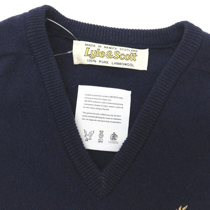 【中古】ライルアンドスコット LYLE&amp;SCOTT ピュア ラムズウール Vネック プルオーバーニット ネイビー【サイズS】【 状態ランクC 】【 メンズ 】