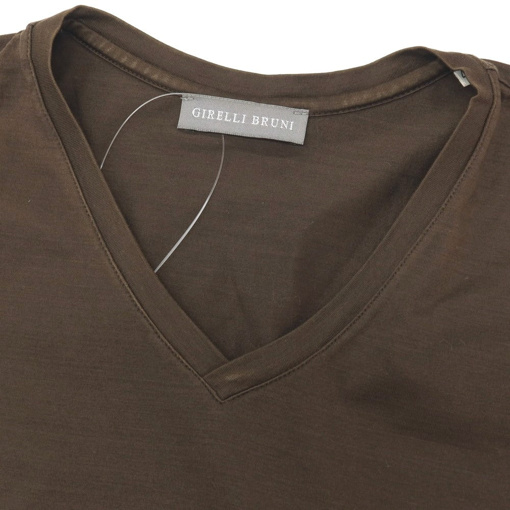 【中古】ジレリブルーニ Girelli Bruni コットン Vネック 半袖Ｔシャツ カーキブラウン【サイズ44】【 状態ランクC 】【 メンズ 】