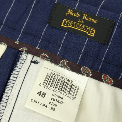 【中古】ニコラ ラダーノ NICOLA RADANO TIE YOUR TIE別注 ウール ストライプ ドレススラックスパンツ ライトネイビーxホワイト【サイズ48】【 状態ランクB 】【 メンズ 】