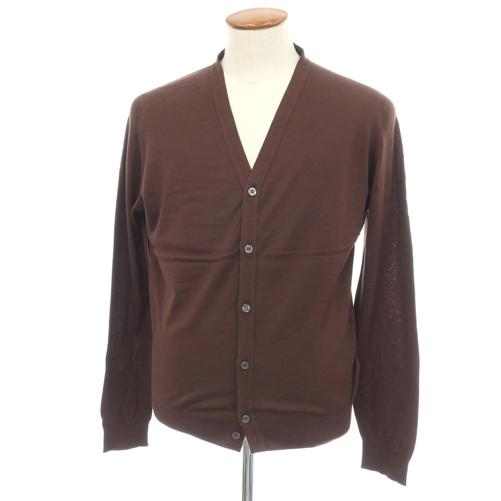 【中古】ジョンスメドレー JOHN SMEDLEY ハイゲージ シーアイランドコットン ニット カーディガン ブラウン【サイズM】【 状態ランクC 】【 メンズ 】