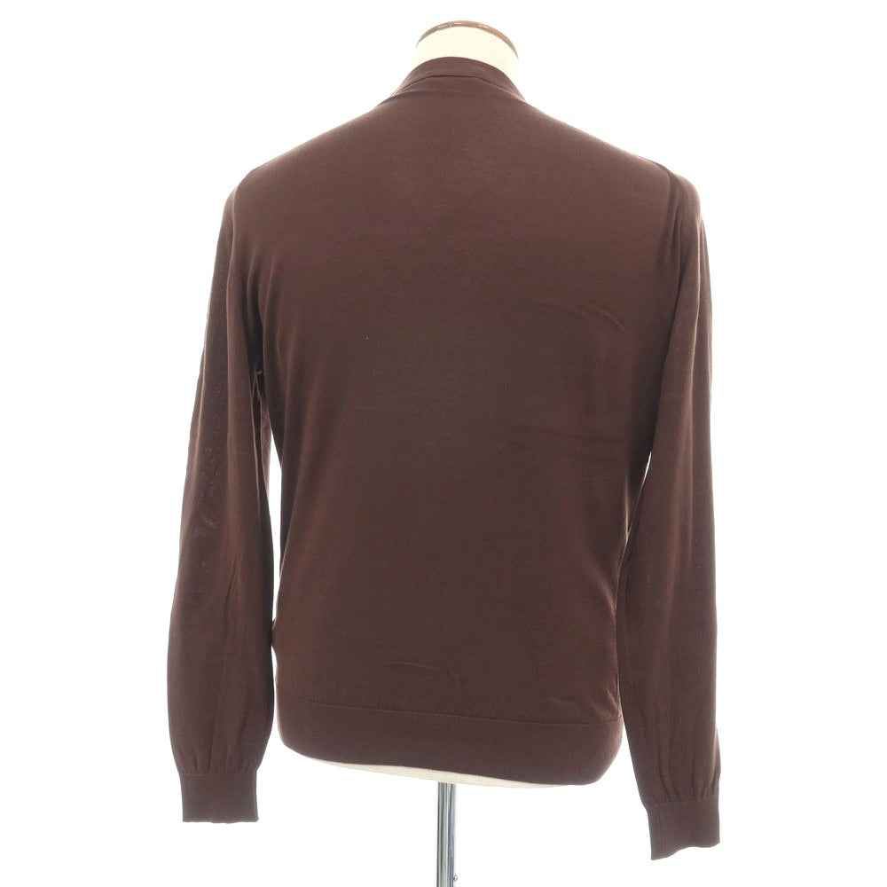 【中古】ジョンスメドレー JOHN SMEDLEY ハイゲージ シーアイランドコットン ニット カーディガン ブラウン【サイズM】【 状態ランクC 】【 メンズ 】