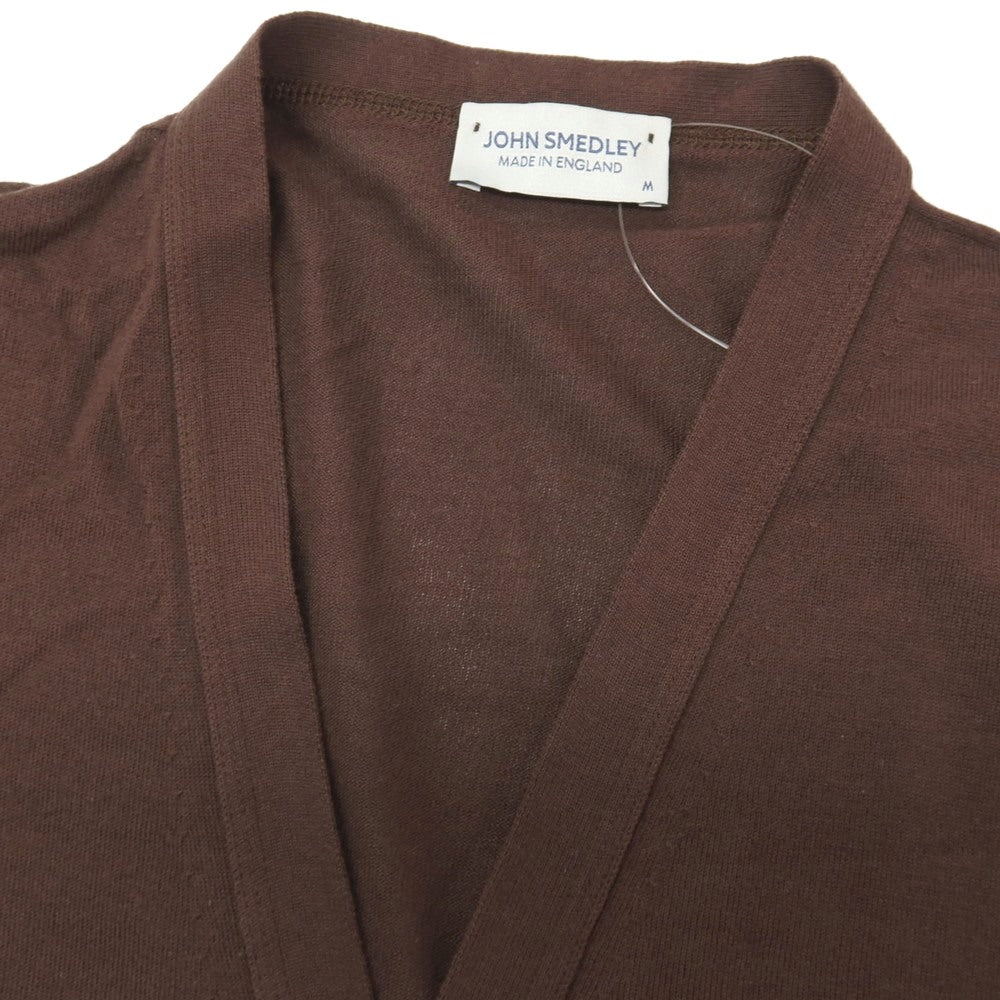 【中古】ジョンスメドレー JOHN SMEDLEY ハイゲージ シーアイランドコットン ニット カーディガン ブラウン【サイズM】【 状態ランクC 】【 メンズ 】