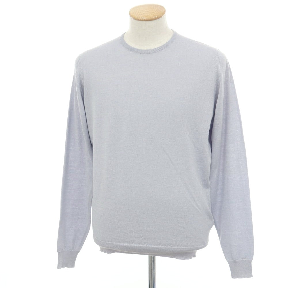【中古】ジョンスメドレー JOHN SMEDLEY ハイゲージ ウールコットン クルーネック プルオーバーニット アイスグレー【サイズM】【 状態ランクB 】【 メンズ 】