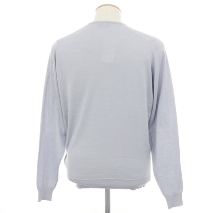 【中古】ジョンスメドレー JOHN SMEDLEY ハイゲージ ウールコットン クルーネック プルオーバーニット アイスグレー【サイズM】【 状態ランクB 】【 メンズ 】