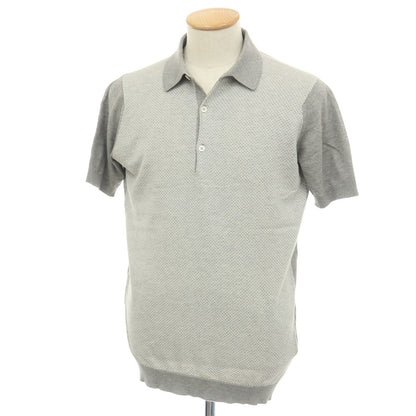 【中古】ジョンスメドレー JOHN SMEDLEY ハイゲージ シーアイランドコットン 半袖 ポロニット グレーxホワイト【サイズS】【 状態ランクB 】【 メンズ 】