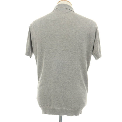 【中古】ジョンスメドレー JOHN SMEDLEY ハイゲージ シーアイランドコットン 半袖 ポロニット グレーxホワイト【サイズS】【 状態ランクB 】【 メンズ 】