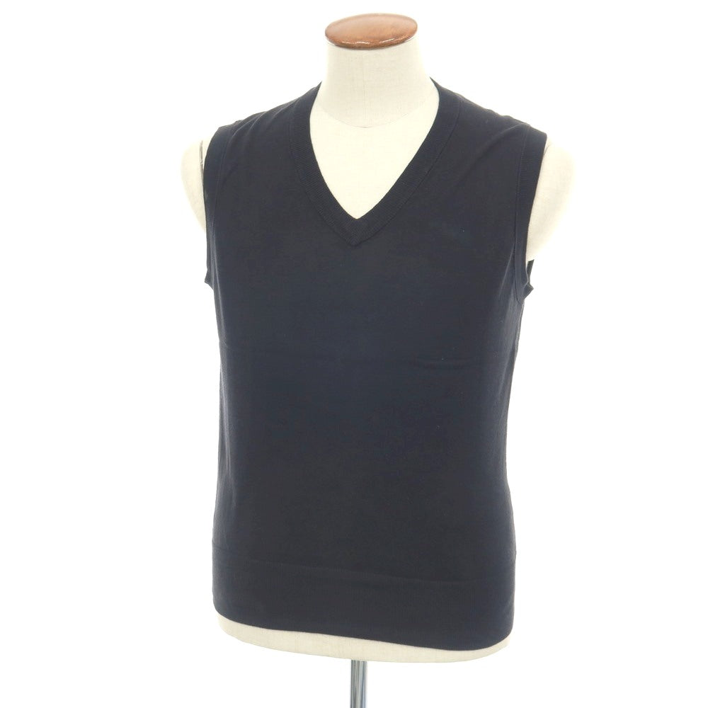 【中古】ポールスミス Paul Smith ハイゲージ コットン Vネック ニットベスト ブラックネイビー系【サイズM】【 状態ランクC 】【 メンズ 】