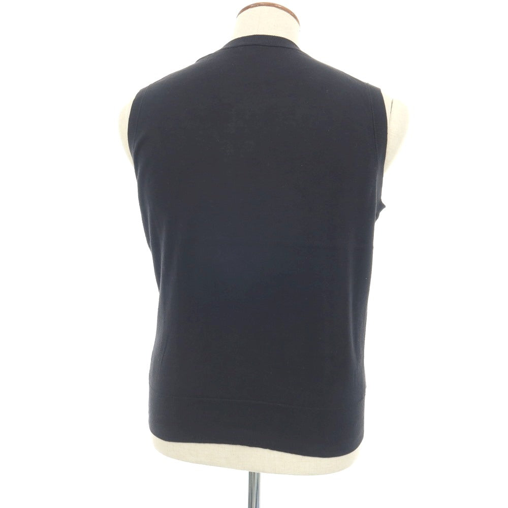 【中古】ポールスミス Paul Smith ハイゲージ コットン Vネック ニットベスト ブラックネイビー系【サイズM】【 状態ランクC 】【 メンズ 】