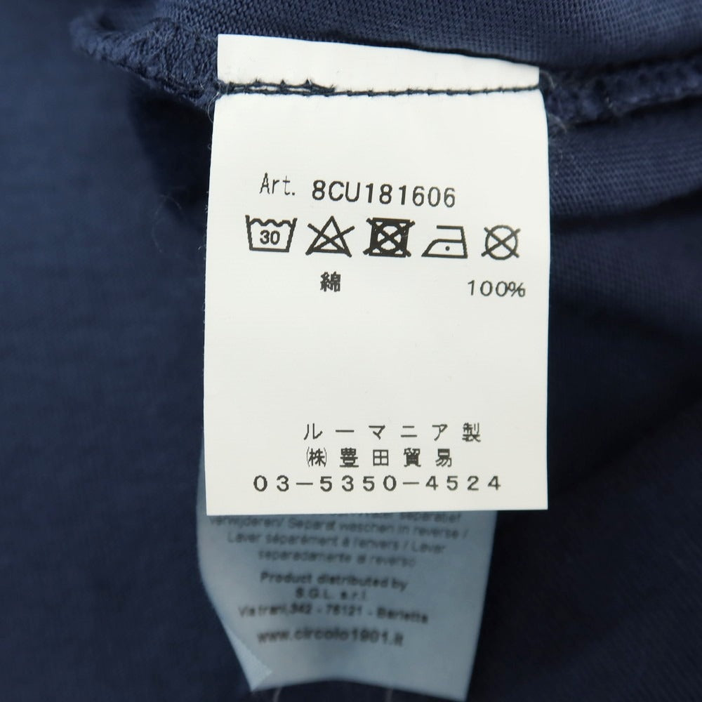 【中古】チルコロ1901 CIRCOLO 1901 コットン ヘンリーネック 半袖Ｔシャツ ネイビー【サイズS】【 状態ランクA 】【 メンズ 】