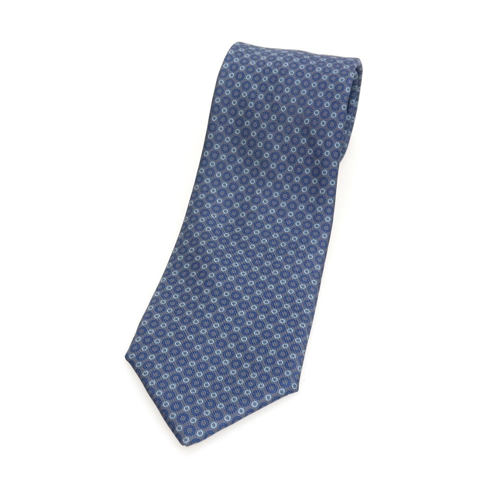 【中古】マリネッラ E.MARINELLA シルク プリント 小紋柄ネクタイ グレーxネイビー【 状態ランクA 】【 メンズ 】