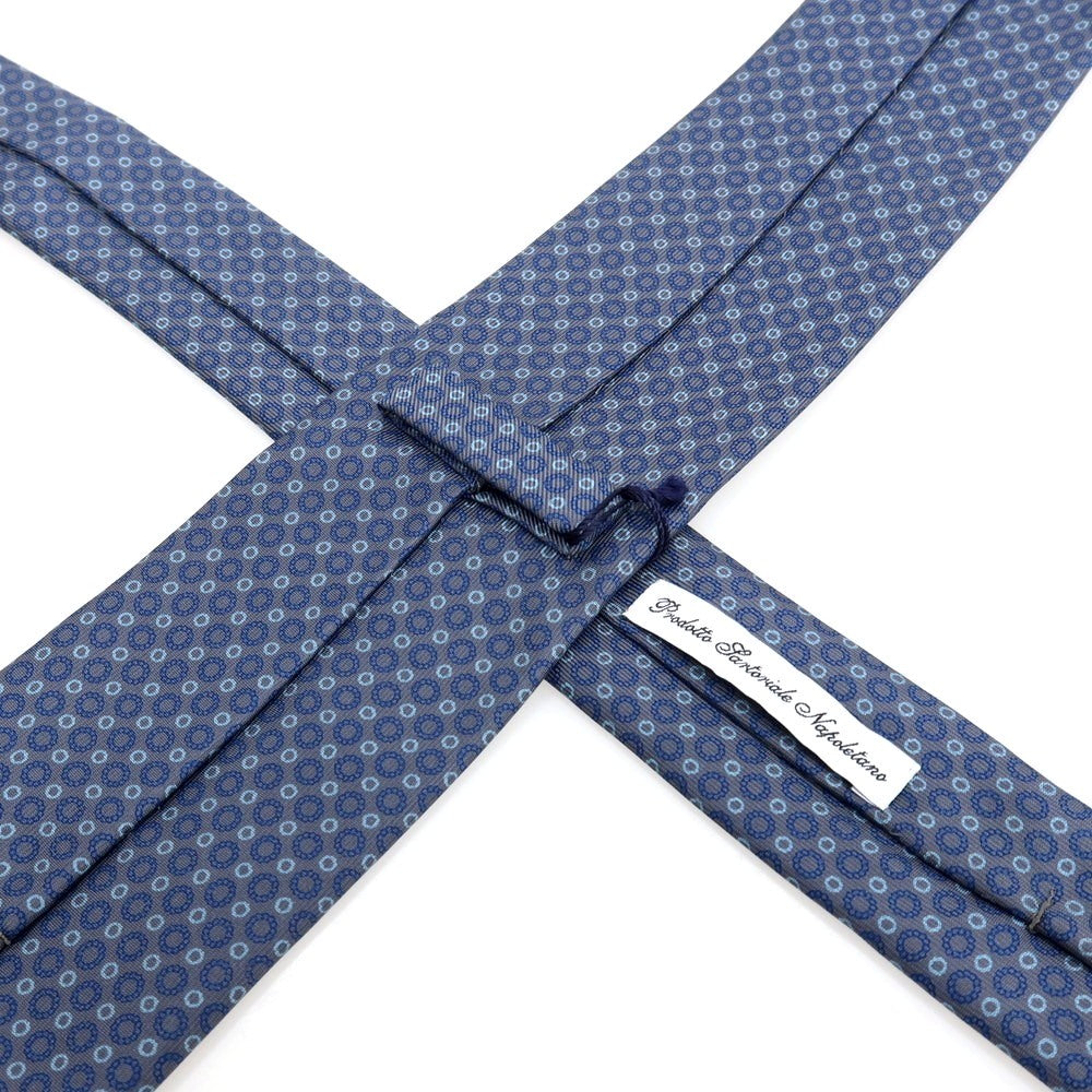 【中古】マリネッラ E.MARINELLA シルク プリント 小紋柄ネクタイ グレーxネイビー【 状態ランクA 】【 メンズ 】