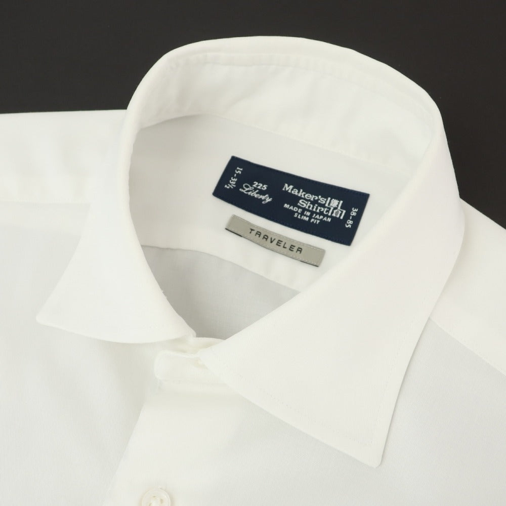 【中古】メイカーズシャツ カマクラ Makers Shirt 鎌倉 TRAVELER コットンポリエステル レギュラーカラー ドレスシャツ ホワイト【サイズ38】【 状態ランクC 】【 メンズ 】