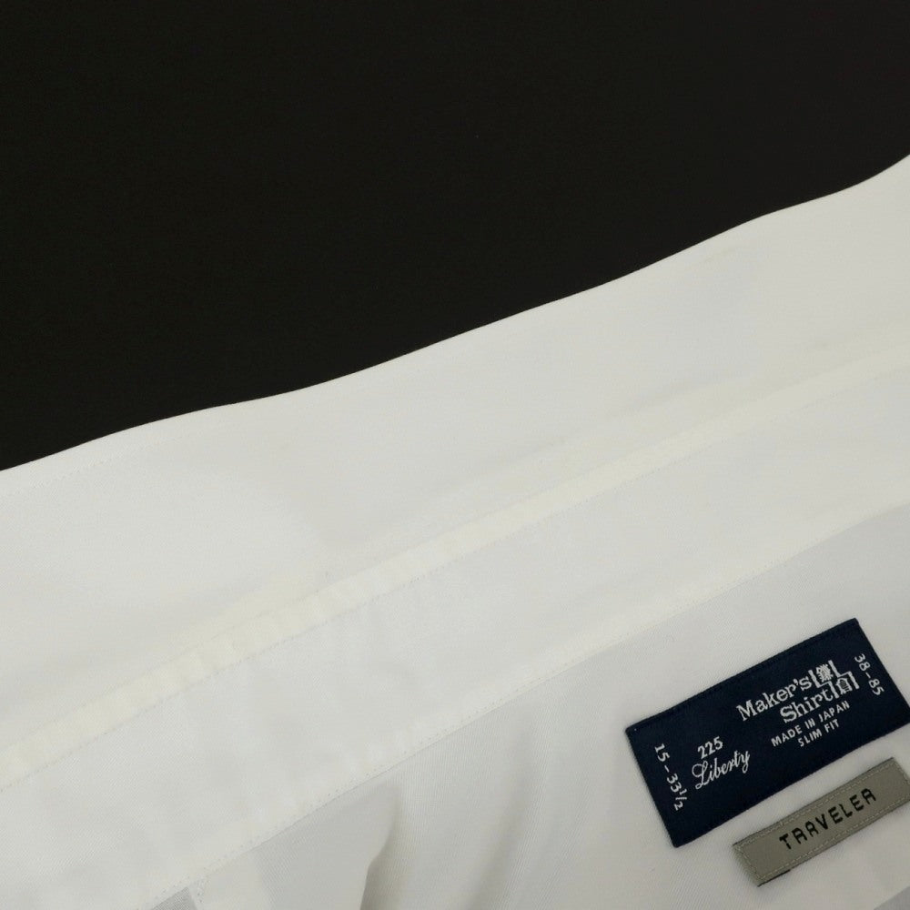 【中古】メイカーズシャツ カマクラ Makers Shirt 鎌倉 TRAVELER コットンポリエステル レギュラーカラー ドレスシャツ ホワイト【サイズ38】【 状態ランクC 】【 メンズ 】