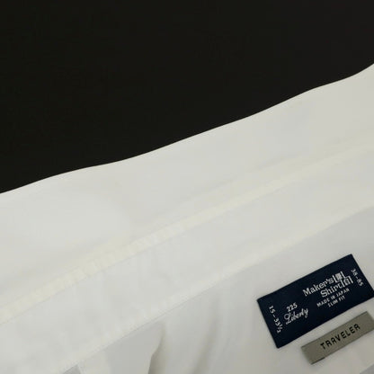 【中古】メイカーズシャツ カマクラ Makers Shirt 鎌倉 TRAVELER コットンポリエステル レギュラーカラー ドレスシャツ ホワイト【サイズ38】【 状態ランクC 】【 メンズ 】