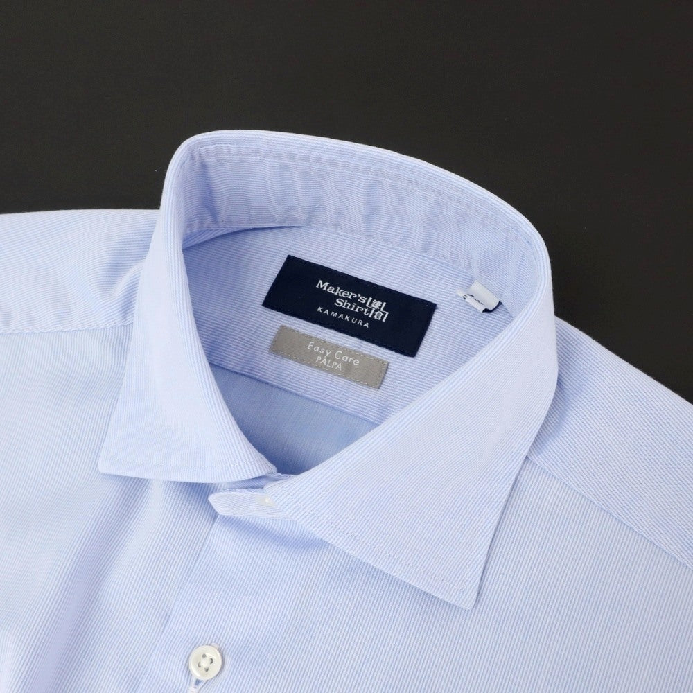 【中古】メイカーズシャツ カマクラ Makers Shirt 鎌倉 Easy Care PALPA ストライプ セミワイドカラー ドレスシャツ ライトブルー【サイズ38】【 状態ランクB 】【 メンズ 】