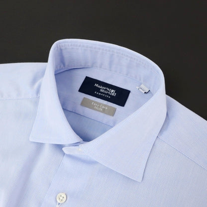【中古】メイカーズシャツ カマクラ Makers Shirt 鎌倉 Easy Care PALPA ストライプ セミワイドカラー ドレスシャツ ライトブルー【サイズ38】【 状態ランクB 】【 メンズ 】