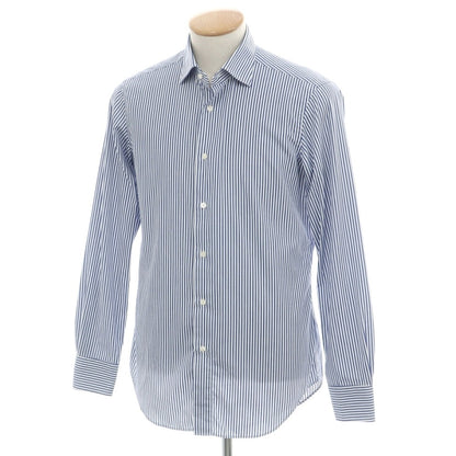 【中古】メイカーズシャツ カマクラ Makers Shirt 鎌倉 Easy Care PALPA ストライプ セミワイドカラー ドレスシャツ ブルーxホワイト【サイズ38】【 状態ランクB 】【 メンズ 】