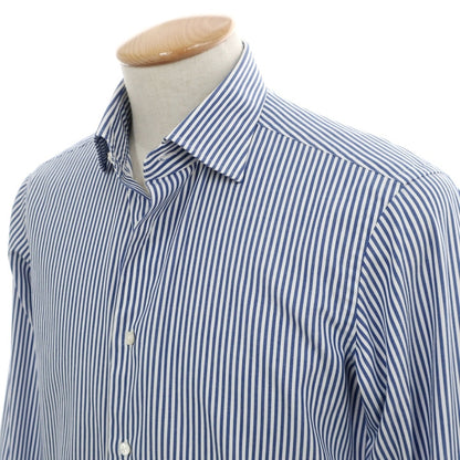 【中古】メイカーズシャツ カマクラ Makers Shirt 鎌倉 Easy Care PALPA ストライプ セミワイドカラー ドレスシャツ ブルーxホワイト【サイズ38】【 状態ランクB 】【 メンズ 】