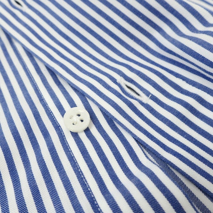 【中古】メイカーズシャツ カマクラ Makers Shirt 鎌倉 Easy Care PALPA ストライプ セミワイドカラー ドレスシャツ ブルーxホワイト【サイズ38】【 状態ランクB 】【 メンズ 】