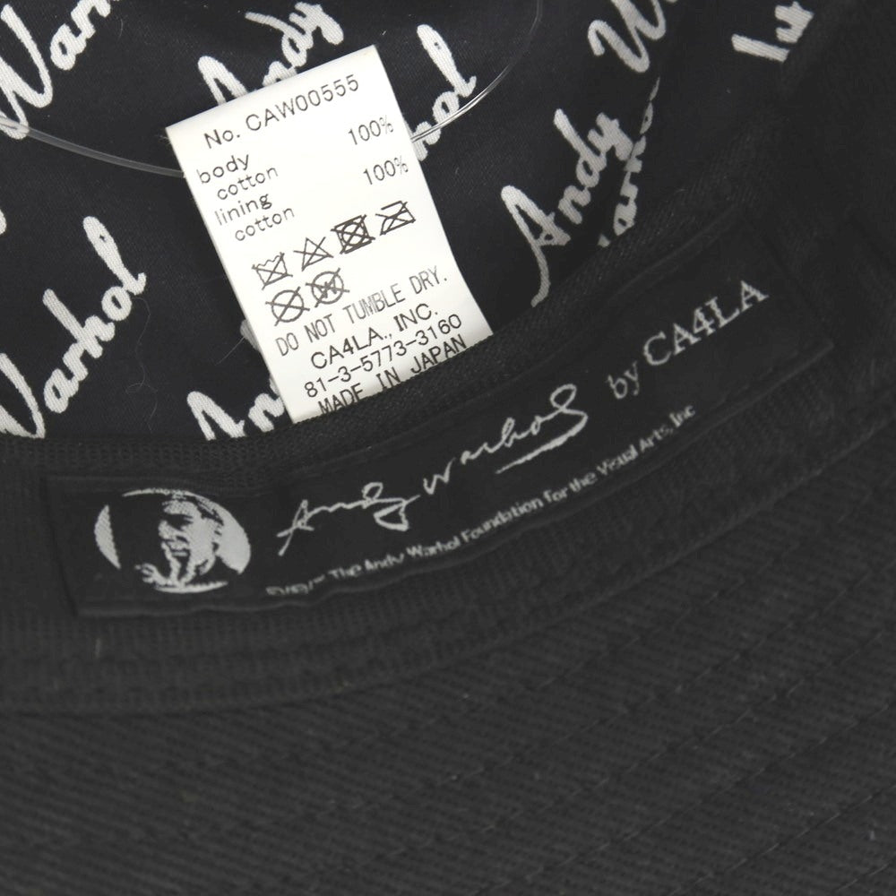 【中古】カシラ CA4LA × Andy Warhol ツイルコットン バケットハット ブラック【サイズ表記なし】【 状態ランクC 】【 メンズ 】