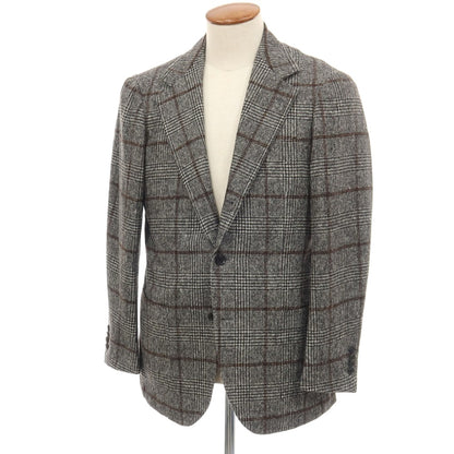 【中古】リングヂャケット RING JACKET MEISTER アルパカウールナイロン チェック 3B テーラードジャケット グレーxブラウン【サイズ46】【 状態ランクA 】【 メンズ 】