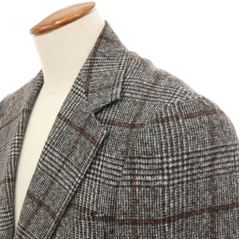 【中古】リングヂャケット RING JACKET MEISTER アルパカウールナイロン チェック 3B テーラードジャケット グレーxブラウン【サイズ46】【 状態ランクA 】【 メンズ 】