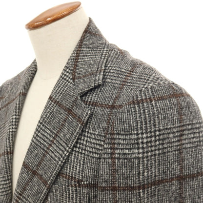 【中古】リングヂャケット RING JACKET MEISTER アルパカウールナイロン チェック 3B テーラードジャケット グレーxブラウン【サイズ46】【 状態ランクA 】【 メンズ 】
