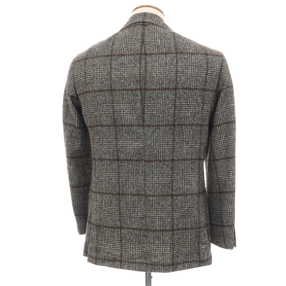 【中古】リングヂャケット RING JACKET MEISTER アルパカウールナイロン チェック 3B テーラードジャケット グレーxブラウン【サイズ46】【 状態ランクA 】【 メンズ 】