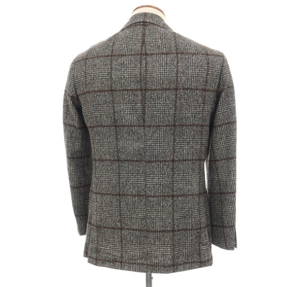【中古】リングヂャケット RING JACKET MEISTER アルパカウールナイロン チェック 3B テーラードジャケット グレーxブラウン【サイズ46】【 状態ランクA 】【 メンズ 】