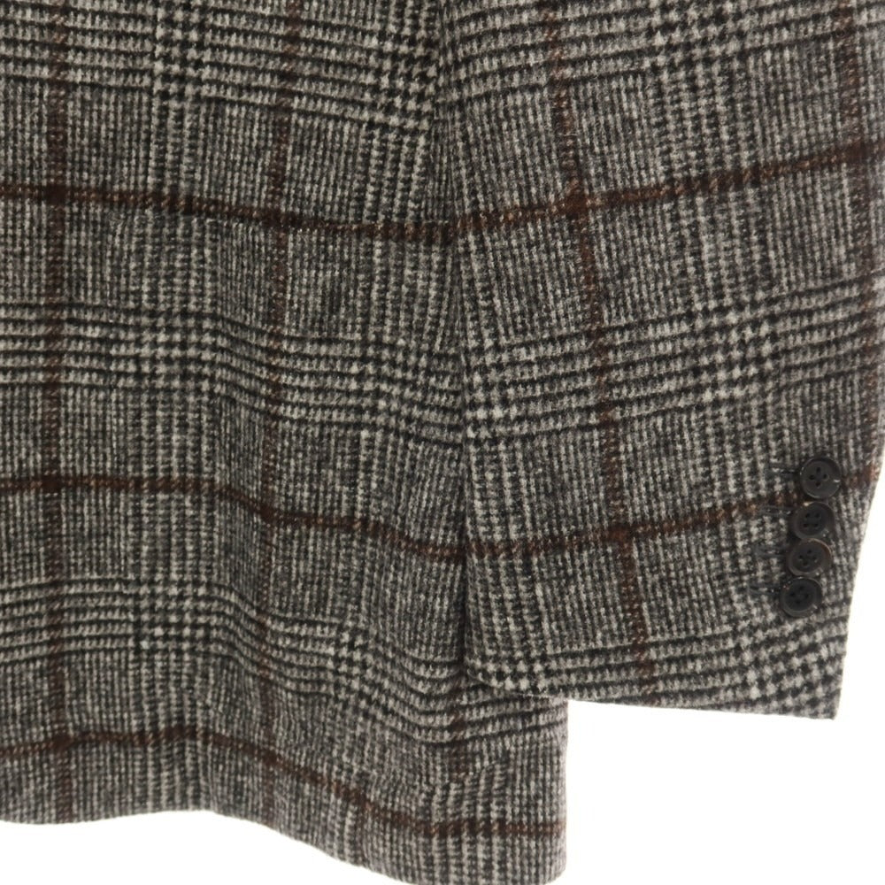 【中古】リングヂャケット RING JACKET MEISTER アルパカウールナイロン チェック 3B テーラードジャケット グレーxブラウン【サイズ46】【 状態ランクA 】【 メンズ 】
