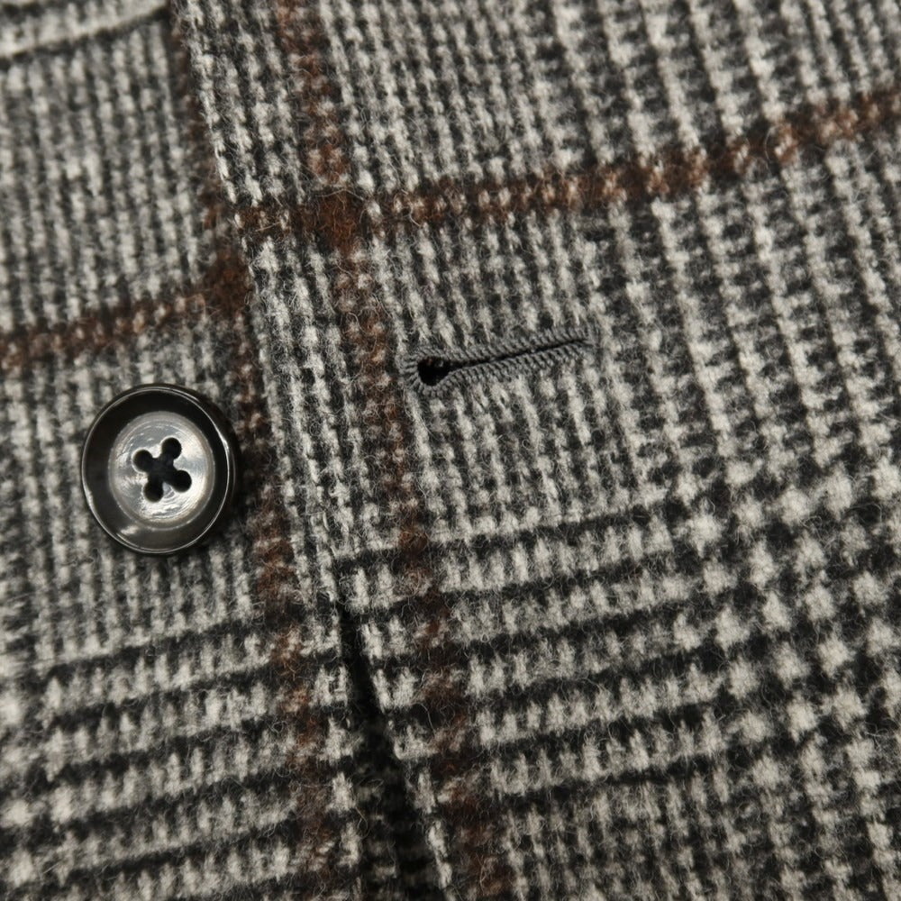 【中古】リングヂャケット RING JACKET MEISTER アルパカウールナイロン チェック 3B テーラードジャケット グレーxブラウン【サイズ46】【 状態ランクA 】【 メンズ 】