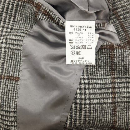 【中古】リングヂャケット RING JACKET MEISTER アルパカウールナイロン チェック 3B テーラードジャケット グレーxブラウン【サイズ46】【 状態ランクA 】【 メンズ 】