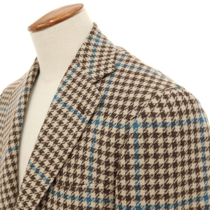 【中古】リングヂャケット RING JACKET ウールシルク チェック 3B テーラードジャケット ベージュxブラウン【サイズ46】【 状態ランクA 】【 メンズ 】
