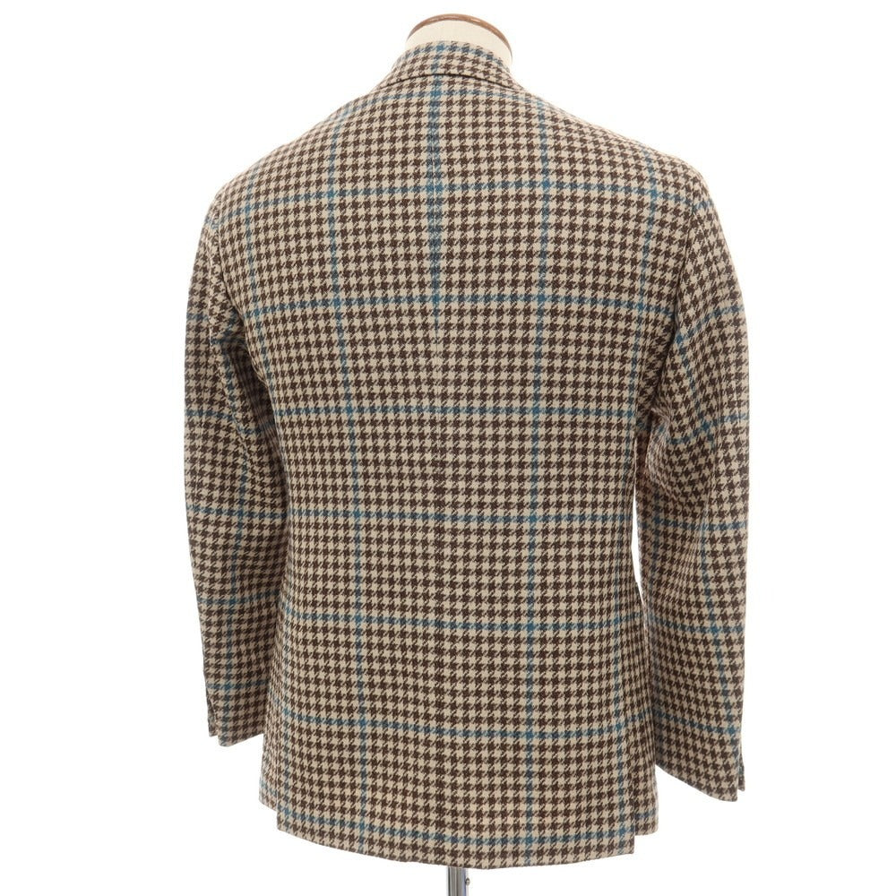 【中古】リングヂャケット RING JACKET ウールシルク チェック 3B テーラードジャケット ベージュxブラウン【サイズ46】【 状態ランクA 】【 メンズ 】