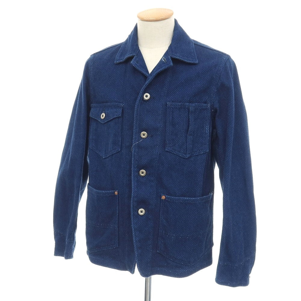 【中古】モモタロウ ジーンズ MOMOTARO JEANS 刺し子 コットン カバーオール ネイビー【サイズ36】【 状態ランクB 】【 メンズ 】