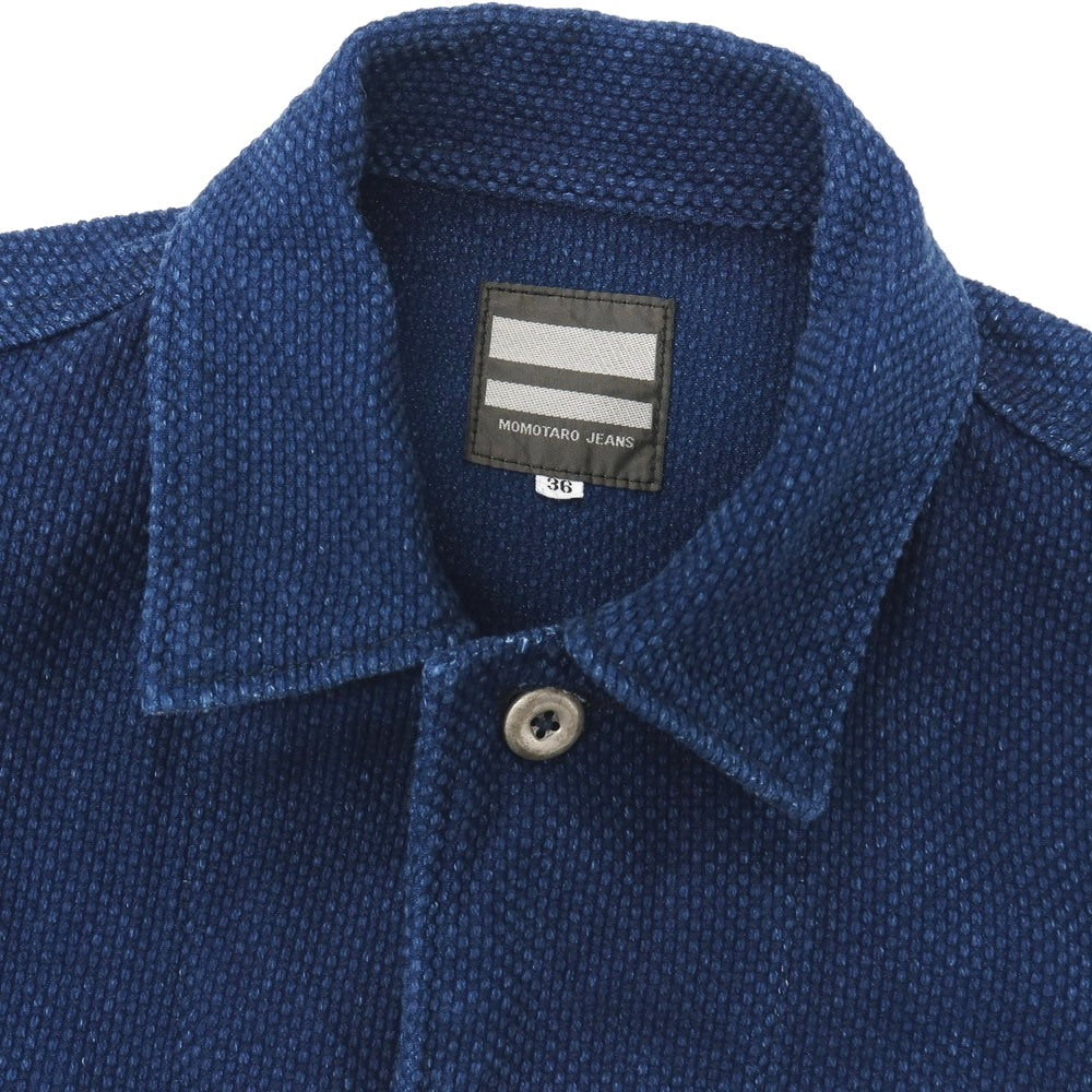 【中古】モモタロウ ジーンズ MOMOTARO JEANS 刺し子 コットン カバーオール ネイビー【サイズ36】【 状態ランクB 】【 メンズ 】