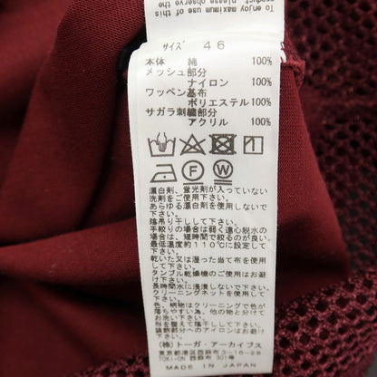 【中古】トーガ TOGA VIRILIS クルーネック メッシュ切り替え ノースリーブ カットソー ボルドー【サイズ46】【 状態ランクB 】【 メンズ 】
