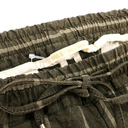 【中古】ブリリア1949 BRIGLIA 1949 リネンレーヨン ストライプ イージーパンツ ダークカーキ【サイズ46】【 状態ランクB 】【 メンズ 】