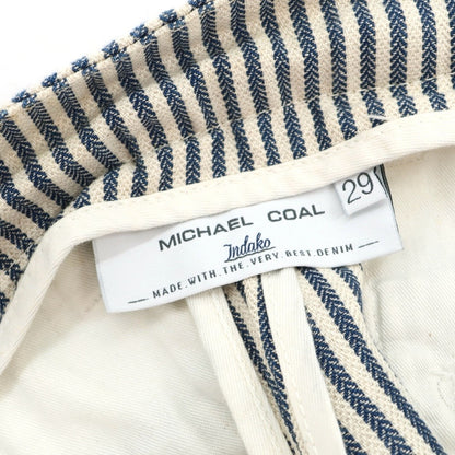 【中古】マイケルコール MICHAEL COAL コットンリネン ストライプ カジュアルスラックスパンツ ネイビーxホワイト【サイズ29】【 状態ランクA 】【 メンズ 】