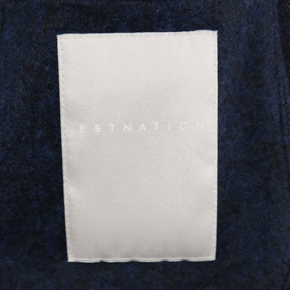 【中古】エストネーション ESTNATION コットンウールポリエステル ジャージー ハウンドトゥース 2B カジュアルジャケット ネイビー【サイズL】【 状態ランクB 】【 メンズ 】