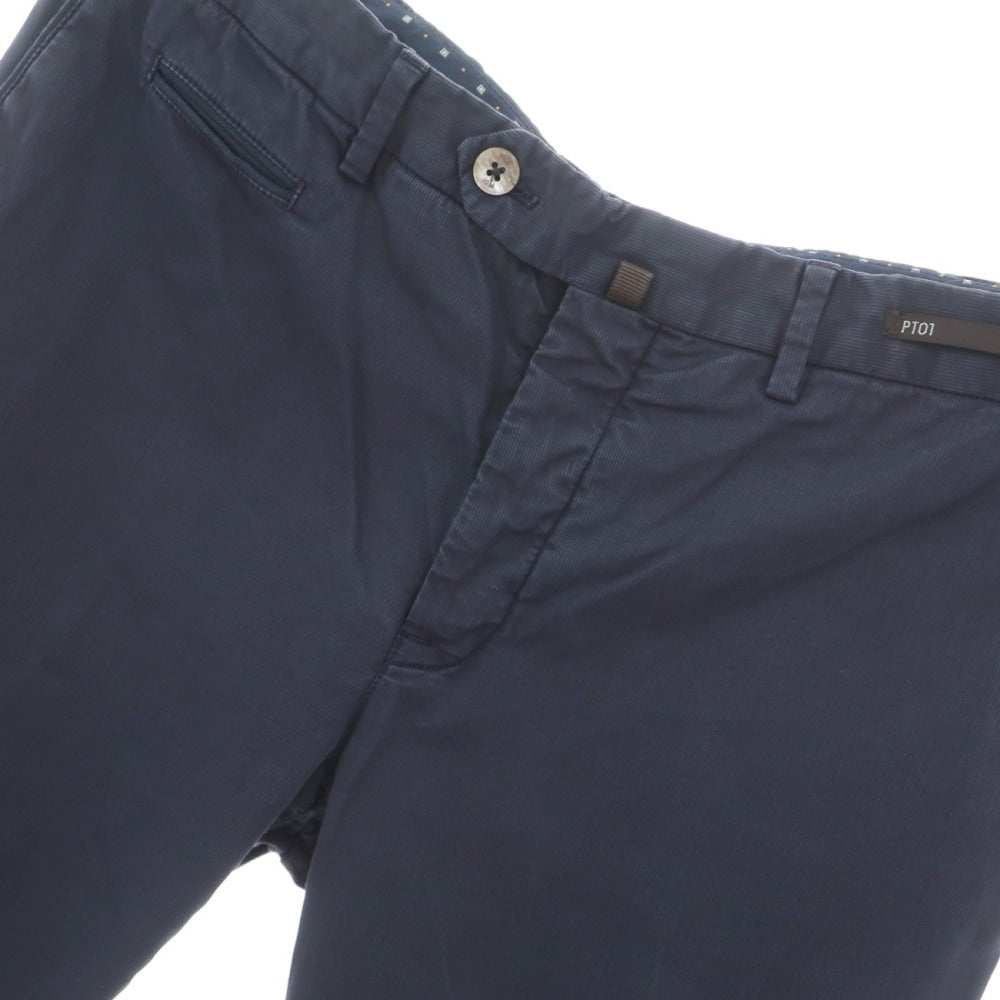 【中古】ピーティーゼロウーノ PT01 bespoke ストレッチコットン カジュアルスラックスパンツ ネイビー【サイズ50】【 状態ランクC 】【 メンズ 】