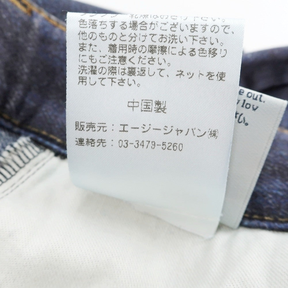 【中古】エージー アドリアーノゴールドシュミット AG Adriano Goldschmied ストレッチコットンレーヨン デニム転写プリント パンツ ネイビー【サイズ32】【 状態ランクB 】【 メンズ 】