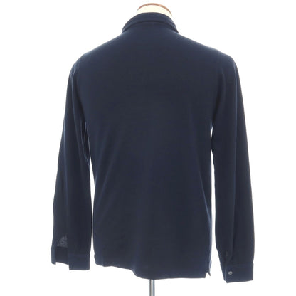 【中古】ザノーネ ZANONE コットンウール 長袖ポロシャツ ネイビー【サイズ48】【 状態ランクC 】【 メンズ 】