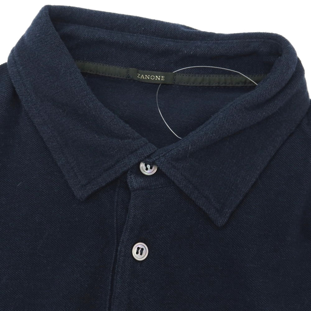【中古】ザノーネ ZANONE コットンウール 長袖ポロシャツ ネイビー【サイズ48】【 状態ランクC 】【 メンズ 】