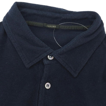 【中古】ザノーネ ZANONE コットンウール 長袖ポロシャツ ネイビー【サイズ48】【 状態ランクC 】【 メンズ 】